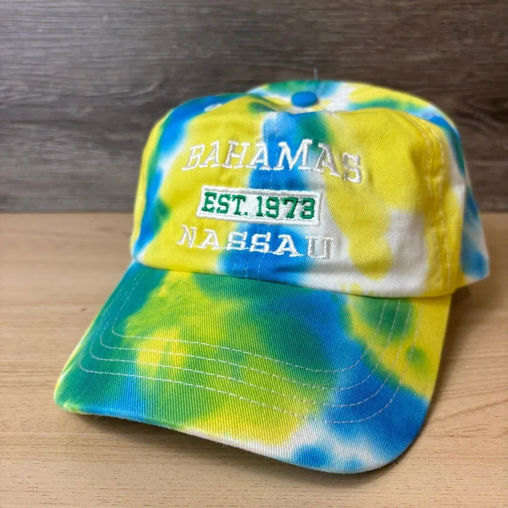 Bahamas Hat Cap Strap Back Blue‎ Yellow Tie Dye Nassau Outdoors